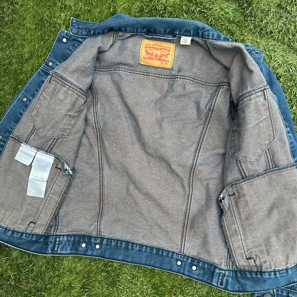 Levi’s Premium Denim Jean Original Trucker Jacket Dark Wash Mid Weight Classic M - Picture 10 of 10